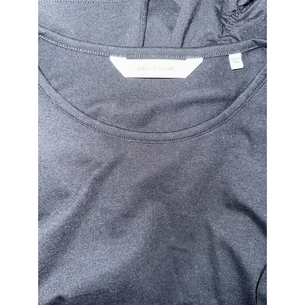 Rebecca Taylor Black Puff Sleeve Round Neck T Shirt Size S Minimalist Classic - Picture 6 of 6